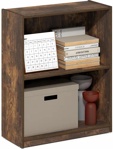 Vista 16 de Furinno Gruen - Estantería pequeña de 2 niveles, estantería con estante abierto y armario de almacenamiento de puertas, 9.3 x 21.8 x 27 pulgadas