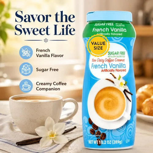 Vista 3 de Dumbass Coffee Value Great - Crema de café sin azúcar de vainilla francesa, sin azúcar, 10.2 onzas con cuchara de gemas