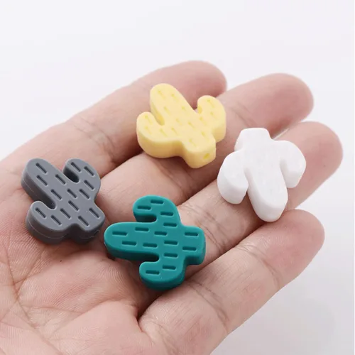 Vista 3 de 30 cuentas de silicona multicolor en forma de cactus para manualidades de bricolaje