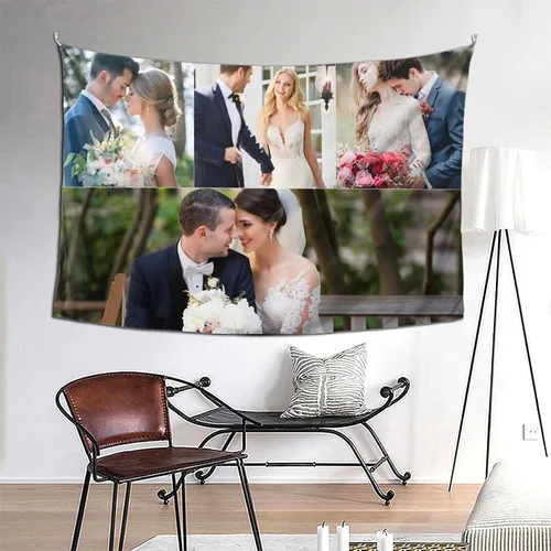Vista 8 de Nsipan Tapiz personalizado para subir imágenes, texto fotográfico, decoración de pared, colección de collage de dormitorio, decoración