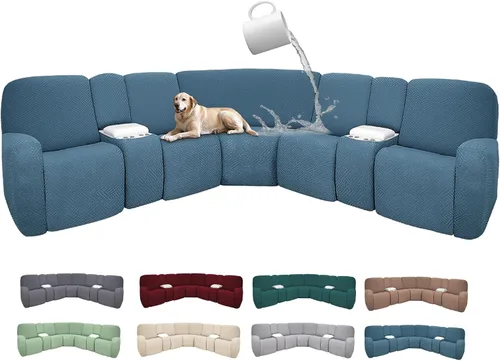 Vista 101 de Fundas de sofá reclinable seccional 100% impermeables para sofá reclinable en forma de L, funda de sofá modular de esquina en forma de L, fundas