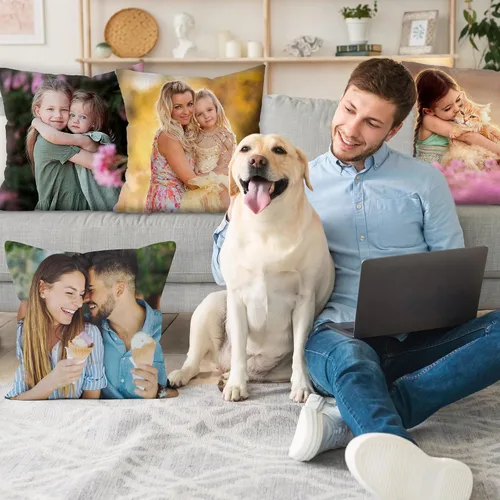 Vista 3 de Funda de almohada personalizada, almohada de fotos de amor, diseño personalizado de fotos o texto, regalos personalizados para cualquier imagen