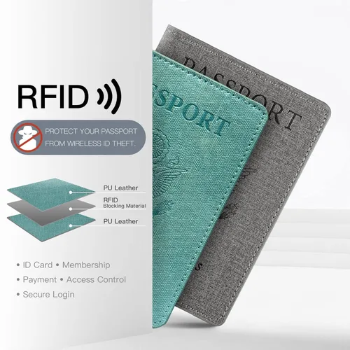 Vista 2 de Funda para pasaporte de vacunación, Azul 2PK