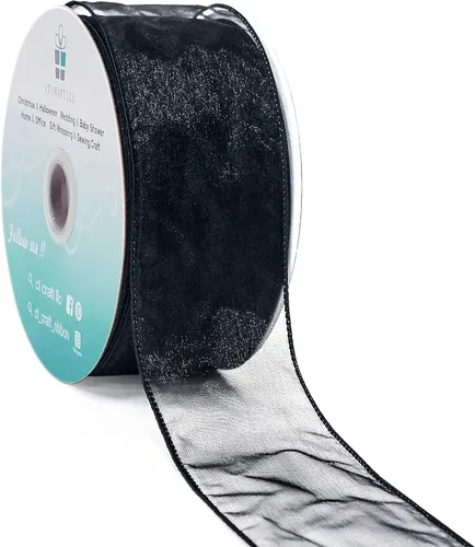 Vista 8 de Cinta de organza transparente con alambre de 2.5 pulgadas x 50 yardas, color blanco para silla de boda, lazo, ramo de flora, envoltura de regalos