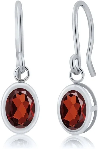 Vista 17 de Gem Stone King Aretes colgantes de plata de ley 925 de 0.276 x 0.197 in con piedra natal ovalada de alambre francés para mujer