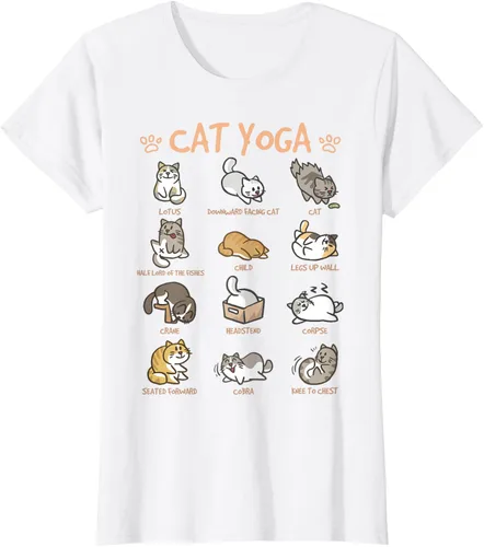 Vista 24 de Cat Yoga Poses Cats Practicing Mindfulness Meditación Kitten - Camiseta, Negro, S