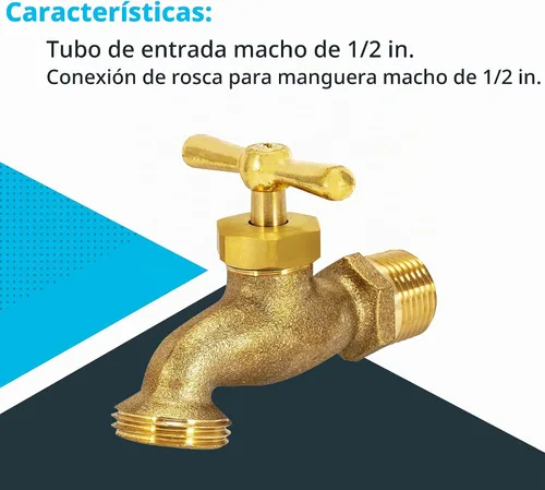 Vista 5 de Eastman Válvula de manguera de riego Bibb, 1/2 pulgada MIP x 1/2 pulgada MHT Grifo exterior, Válvula de jardín de latón, 20181