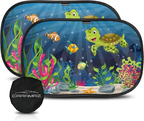 Vista 10 de Caramaz - Parasol de automóvil para bebé con protección UV certificada (2 unidades, 20 x 12 pulgadas), Animales (Animals)