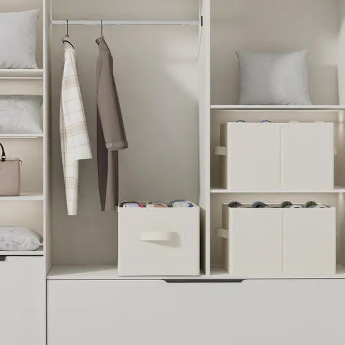 Vista 2 de 2 paquetes de organizadores de zapatos en cubo, caben hasta 24 pares, contenedores de almacenamiento plegables que ahorran espacio, sistema
