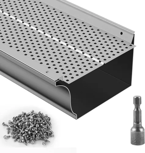 Vista 10 de VEVOR Protector de canalón, cubierta de canalón de aluminio de 5 pulgadas, cubierta de protección de 32 pies de longitud para hojas y escombros