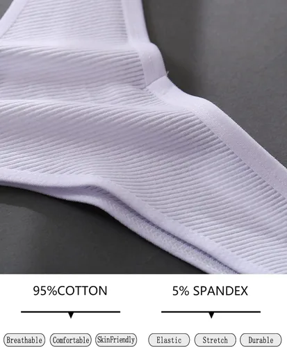 Vista 3 de FINETOO Paquete de 7 tangas para mujer, de algodón, transpirables, de tiro bajo, bragas hipster, sexy, S-XL