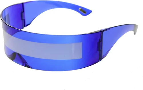 Vista 2 de zeroUV Gafas de sol Cyberpunk Futuristic Cyclops de los años 80 con lente espejada semitransparente