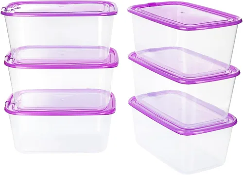 Vista 11 de KIGI Paquete de 6 recipientes de plástico de 20 onzas con tapas, herméticos, rectangulares, para preparación de comidas, microondas, congelación