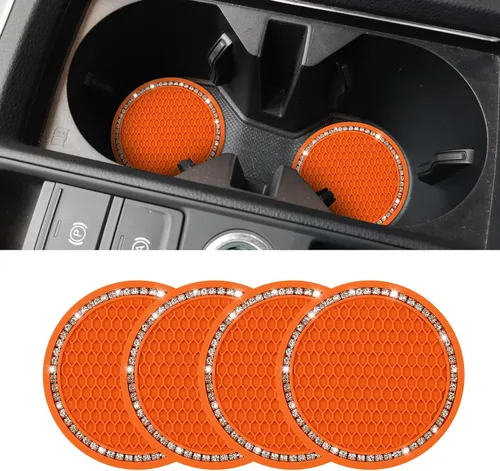 Vista 8 de Posavasos para el automóvil, alfombrilla antideslizante y a prueba de golpes incorporada, inserto de portavasos universal de silicona, portavasos