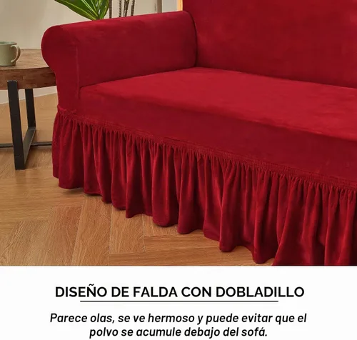 Vista 3 de NICEEC Funda para Sofá Súper Suave de 1 Pieza Funda Roja para Sofás Elástica Universal de Spandex Fundas para Sofá para Sala de Estar Fácil Ajuste