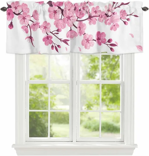 Vista 21 de Christmas Valances for Windows Kitchen Curtains Christmas Balls Bell Window Valance, Gold Star Snowflake Pine Needle Short Topper Window Curtain