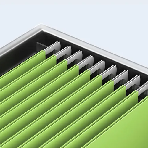 Vista 6 de Caja organizadora de archivos con tapa para colgar, organizador de archivos decorativo con riel deslizante de plástico integrado de una pieza Negro