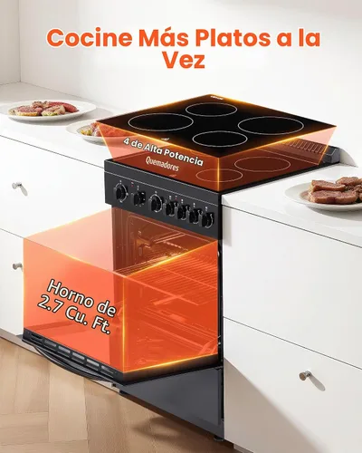Vista 2 de Horno eléctrico VEVOR de 24 pulgadas, 2.7/4.8/6 pies cúbicos horno Negro