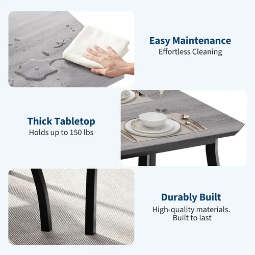 Vista 4 de IDEALHOUSE Juego de mesa de comedor para 4 mesas de cocina modernas y sillas con bordes biselados, asientos acolchados, marco de metal compacto que