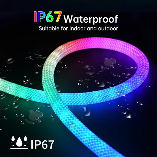 Vista 2 de Cuerda de luces LED, tira de luces LED de neón de 9.84 pies con luminosa de 360 grados, 5 V USB flexible IP67, impermeable, sincronización
