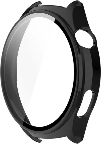 Vista 5 de PC+Funda protectora de pantalla de vidrio templado compatible con Huawei Watch 4, protector de pantalla para Huawei Watch 4, cobertura completa negro