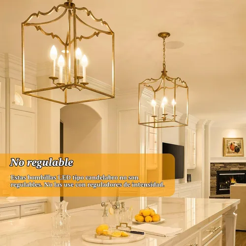 Vista 5 de Bombillas Brightever de candelabro E12 LED, equivalentes a 40 vatios, 4 W, blanco cálido 2700 K, bombillas para ventiladores de techo, luces de vela