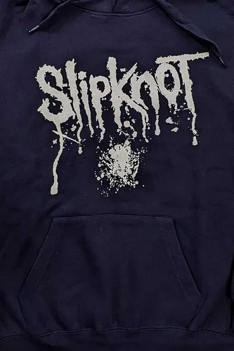 Vista 3 de Slipknot Hoodie Splatter Band Logo Official Unisex Navy Blue Pullover