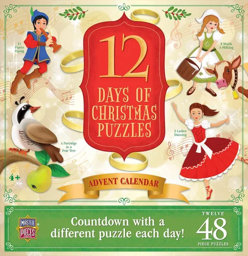 Vista 5 de Masterpieces Calendario de Adviento de rompecabezas de 12 días de Polar Express, 12 mini rompecabezas de 48 piezas para niños, cuenta regresiva