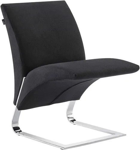 Vista 3 de Zuri Furniture Modern Bouncee - Silla de cachemira negra con base cromada pulida
