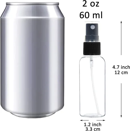 Vista 2 de Youngever Paquete de 14 botellas de plástico de 2 onzas, botellas de spray de viaje, mini botellas de spray, botellas de plástico recargables
