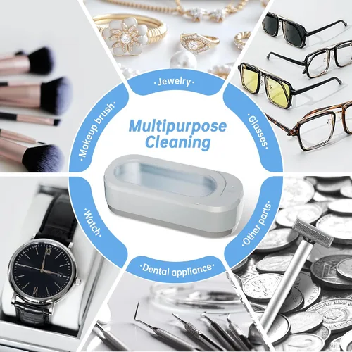 Vista 3 de Limpiador ultrasónico de joyas – Máquina limpiadora de joyas de 46 KHz, máquina de limpieza ultrasónica profesional portátil para gafas, platas