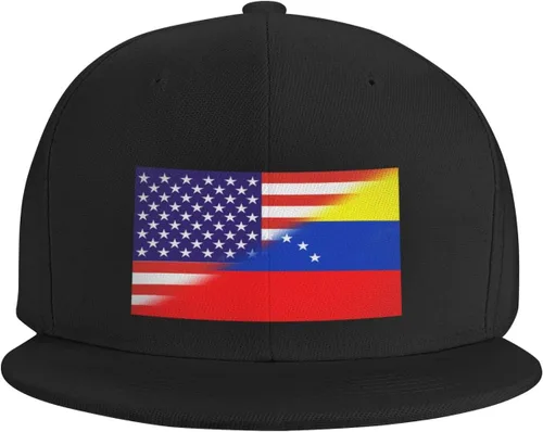 Vista 3 de Gorra de béisbol con bandera de Venezuela americana combinada para hombres y mujeres, ajustable, sombreros de camionero vintage lavados, regalos, 2