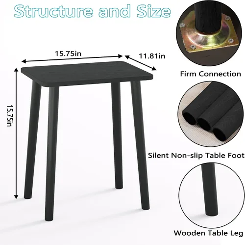 Vista 3 de Mini mesa auxiliar – Mesa auxiliar pequeña para espacios pequeños, mesa auxiliar rectangular para sala de estar, dormitorio, oficina, decoración