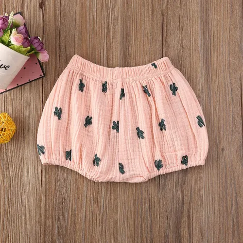 Vista 3 de Pantalones cortos de algodón y lino para recién nacido, unisex, para bebé, con estampado de harén