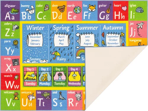 Vista 12 de KC Cubs Alfombra de 3x5 pies con Alfabeto ABC, Estaciones, Meses y Días – Tapete de Juego Educativo para Niños, Niños Pequeños, Cuarto del Bebé