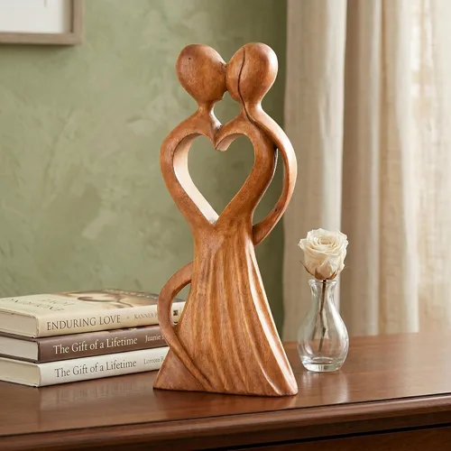 Vista 4 de G6 Collection Estatua de escultura abstracta de madera de 12 pulgadas hecha a mano – Love of My Life – Arte de regalo decorativo para decoración