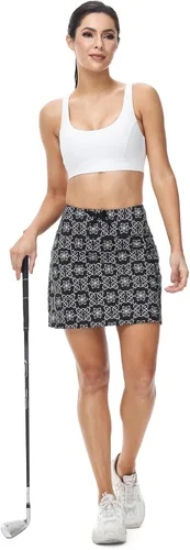 Vista 4 de MELOO Falda deportiva de tenis para mujer, cintura alta, falda pantalón de golf para verano, para correr, casual, entrenamiento, 4 bolsillos