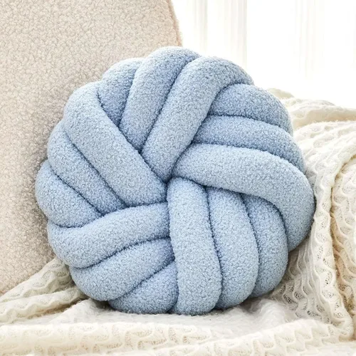 Vista 18 de Uvvyui - Almohadas de nudo, cojines decorativos de 14 pulgadas, almohadas redondas, cojín para sofá, almohada de bola anudada suave hecha a mano
