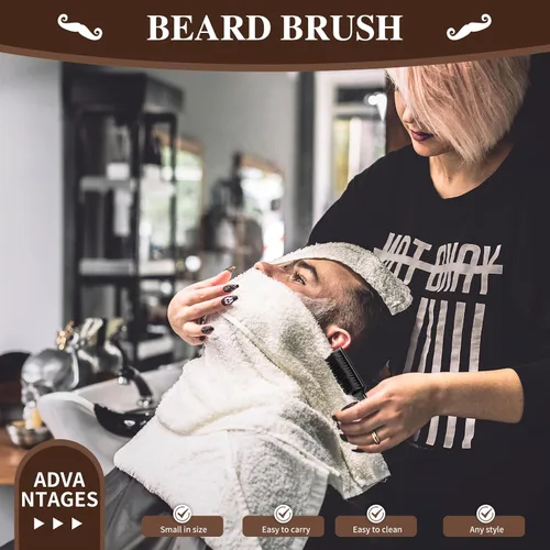 Vista 10 de CGBARBER Cepillo de peluquero con mango de madera con gancho para corte de cabello... (cepillo de cuello+cepillo negro) para todo tipo de cabello.