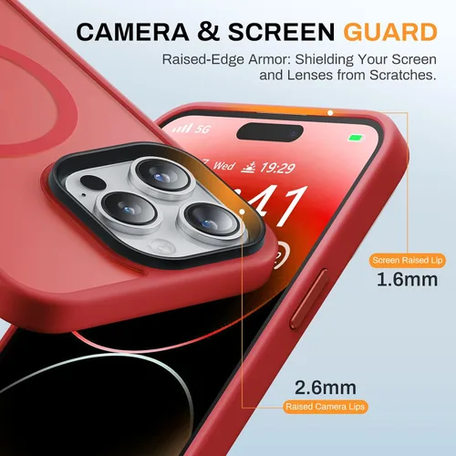 Vista 6 de Funda para iPhone 14 Pro Max, protección contra caídas de grado militar, compatible con MagSafe, fuerte magnético a prueba de golpes, translúcido