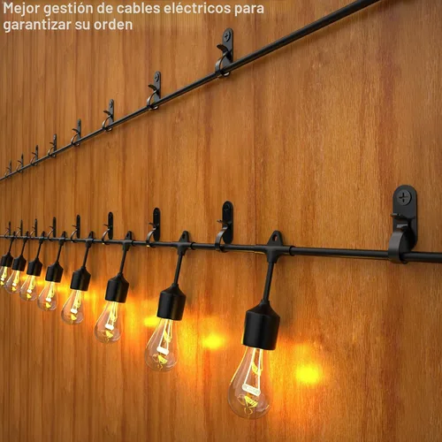 Vista 2 de Lewufe Ganchos Colgadores para Luces de Cadena, Clips de Luces de Acero Inoxidable, Ganchos de Tornillo para Exteriores para Fiestas de Navidad Negro