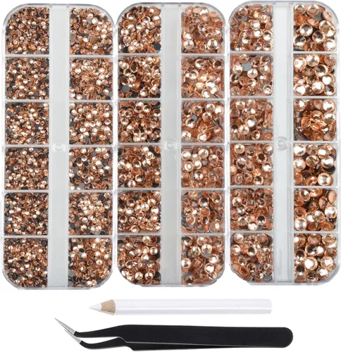 Vista 22 de Massive Beads Más de 9500 diamantes de imitación termoadhesivos redondos de vidrio con parte trasera plana para hacer tú mismo con 1 pinza y 1 12