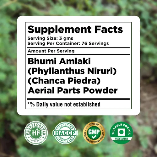 Vista 5 de HerbsForever Bhumi Amalaki Powder Phyllanthus Niruri Hierba ayurvédica para el bienestar, desintoxicación y vitalidad Sin OMG, vegano, sin
