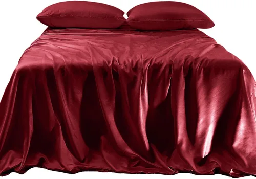 Vista 15 de Elegant Comfort Lujoso juego de sábanas de satén sedoso de 4 piezas, agradable para la piel y el cabello, resistente a las arrugas, la decoloración