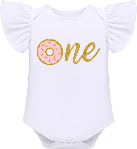 Vista 2 de ODASDO Conjunto de 4 piezas para bebé niña con forma de dona de 1/2/1º/2º/3º/3º cumpleaños para tarta