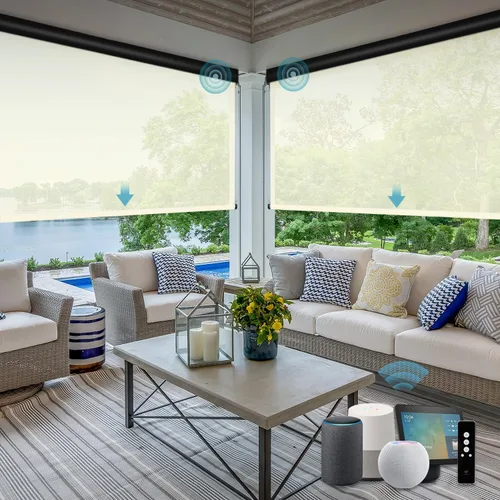 Vista 19 de SmartWings Persianas motorizadas para patio al aire libre con control remoto, compatibles con Alexa/Google/Homekit, resistentes a la intemperie