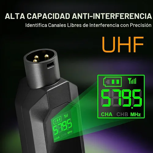 Vista 6 de Transmisor y receptor inalámbrico XLR Nexilunual para micrófono dinámico, 164 pies UHF Wireless Mic System for Mixer PA Church Stage, Mic Adapter