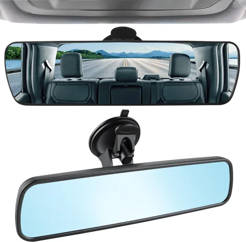 Vista 13 de LivTee Espejo retrovisor antirreflejo, universal de 11,3 pulgadas (287 mm), espejo retrovisor panorámico gran angular convexo, clip en el original