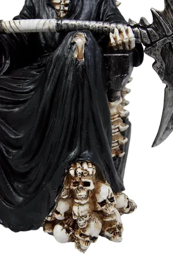 Vista 6 de Ebros Gift Figura negra de la muerte santa parca sentado en el trono de esqueleto, 10.5 pulgadas de alto, tiempo no espera a ningún hombre, ángel