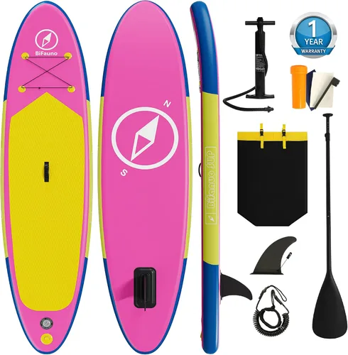 Vista 11 de Bifanuo Inflatable Stand Up Paddle Board with SUP Accessories & Backpack. Paddle Boards for Adults. Non-Slip Deck, Wide Stance, Bottom Fin, Double